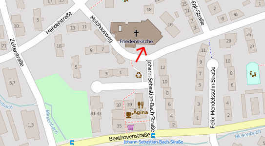 Umgebungskarte der Handarbeitswerkstatt